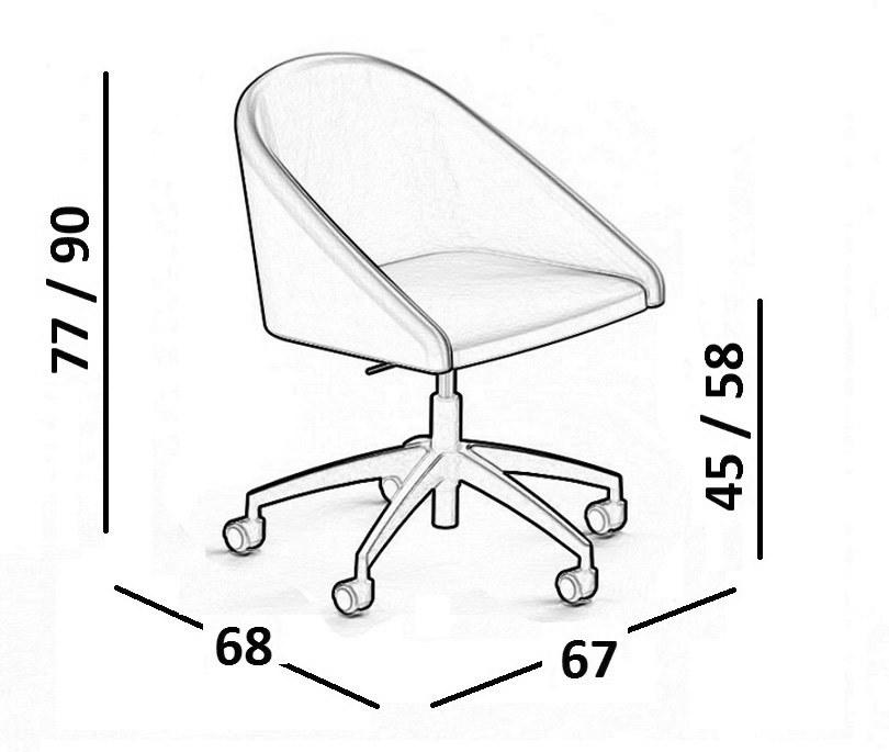 Luxy Стул из ткани с подлокотниками на колесиках Bloom 4blfn52, 4blfb54, 4blfc56 - Вид №4