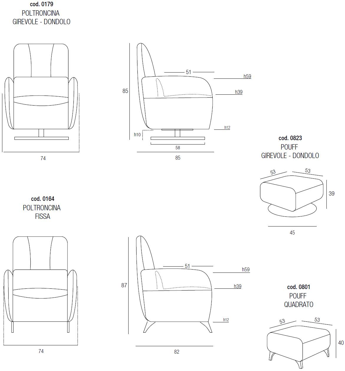 Egoitaliano Вращающееся кресло из ткани Honey sun-id-1475741 - Вид №2