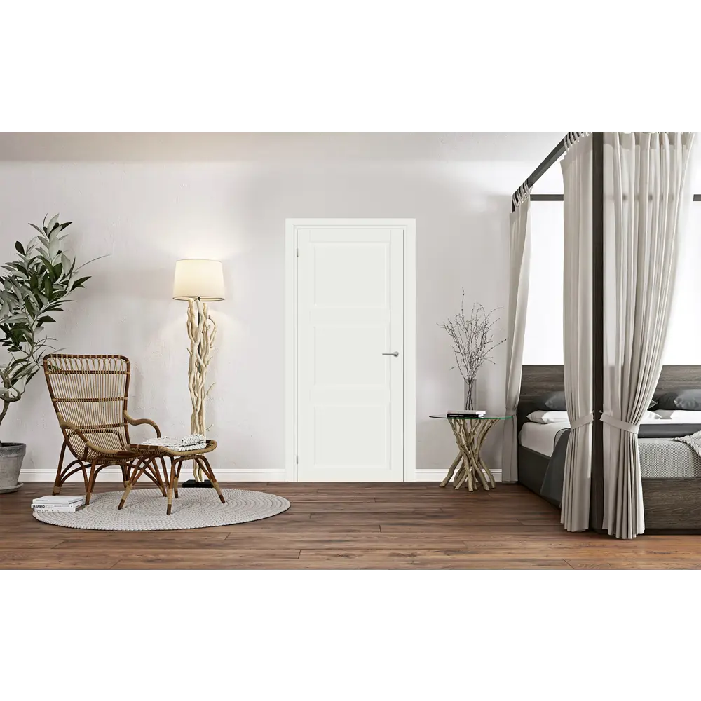 Дверь межкомнатная глухая Адажио 80x200 см Hardflex белый с замком и петлями 82636286 STLM-2101781 МАРИО РИОЛИ  - Вид №1