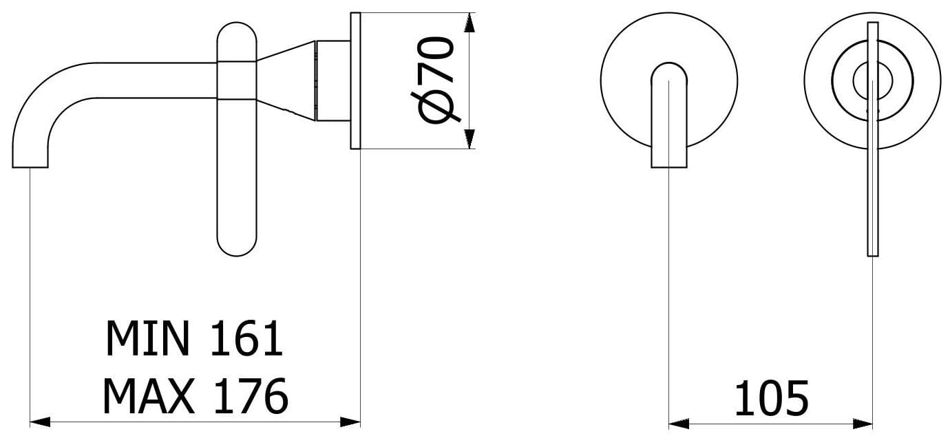 Настенный смеситель для раковины с автоматическим сливом IB Soho ARCH-00131737 - Вид №5