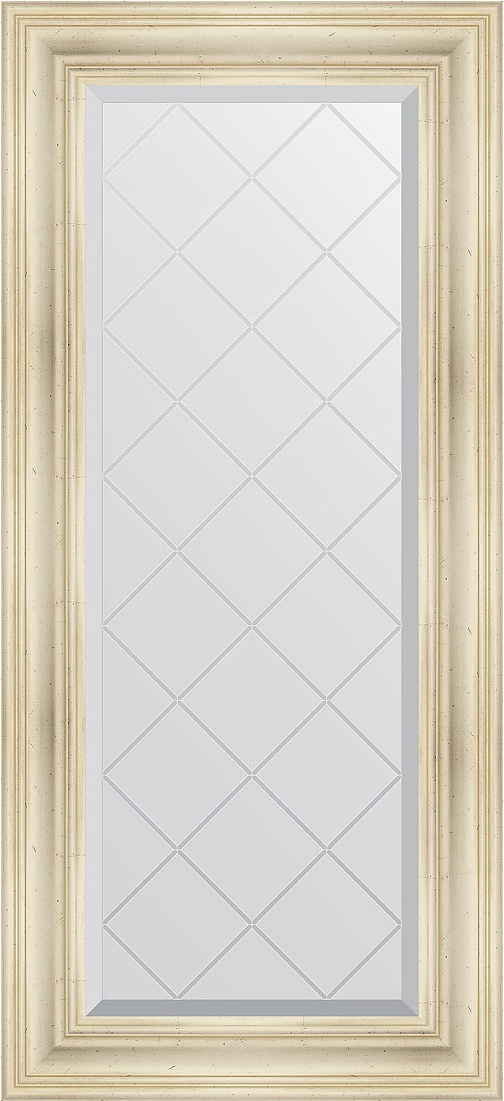 BY 4074 Зеркало с гравировкой в багетной раме - травленое серебро 99 mm EVOFORM Exclusive-G