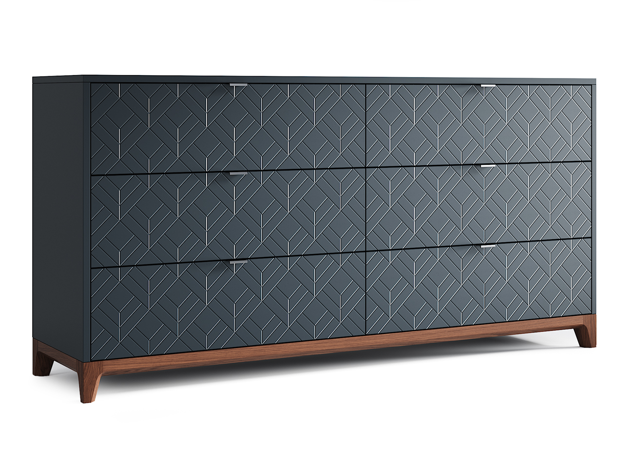 Комод для спальни с 6 ящиками черный "Гравировка 11" Case №3 THE IDEA ДИЗАЙНЕРСКИЕ 210200 Синий  - Вид №1