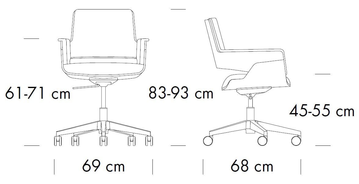 Офисное кресло с колесами и подлокотниками с 5 спицами THONET S 840 ARCH-00009820 - Вид №1