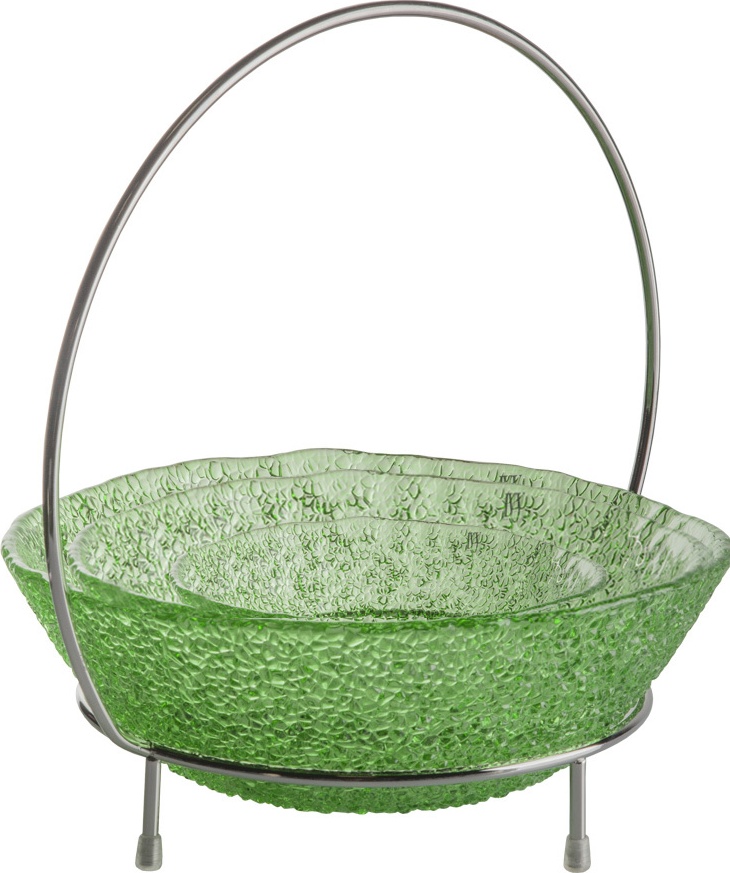 10568180 IVV Набор чаш IVV "Экстра" 14,5см, 20см, 28см на подставке 30,5см (зелёный), 3+1шт Стекло 