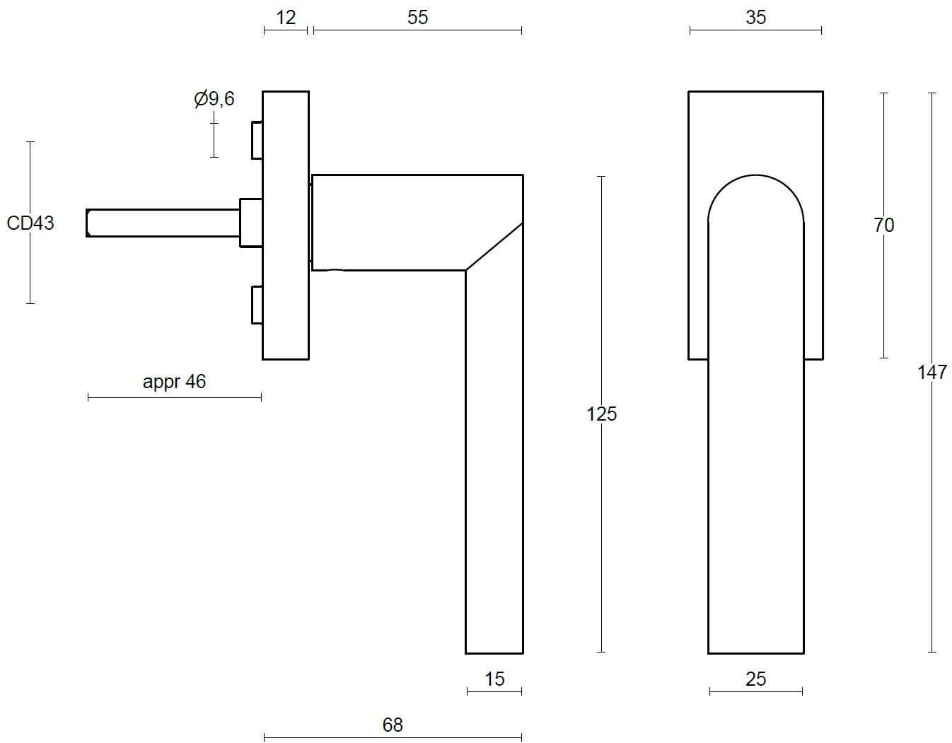 Formani Оконная ручка из нержавеющей стали dk на пластине Arc sun-id-1352206 - Вид №2