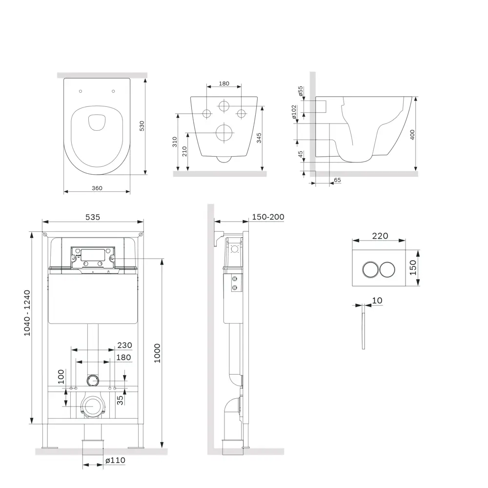Комплект инсталляция с унитазом AM.PM Pulse Flashclean с кнопкой цвет хром 85343252 STLM-2202527 - Вид №4