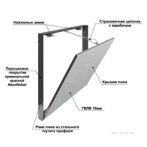 ХАММЕР Про - скрытый ревизионный люк под плитку 40×40 см с нажимным механизмом 89435262
