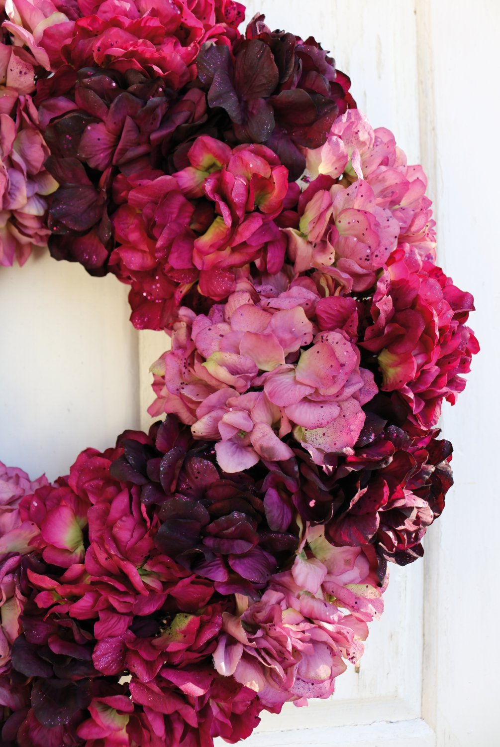 2010 231 a3 Искусственный венок из гортензии с глиттером, Ø 55 см, фиолетово-золотой H-andreas  - Вид №5
