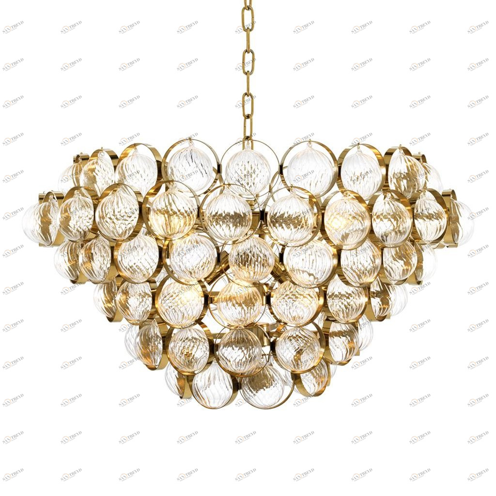 Подвесной светильник Opera 8 от Delight Collection KM0930P-8 brass DELIGHT ДИЗАЙНЕРСКИЕ 243901 Прозрачный;латунь 