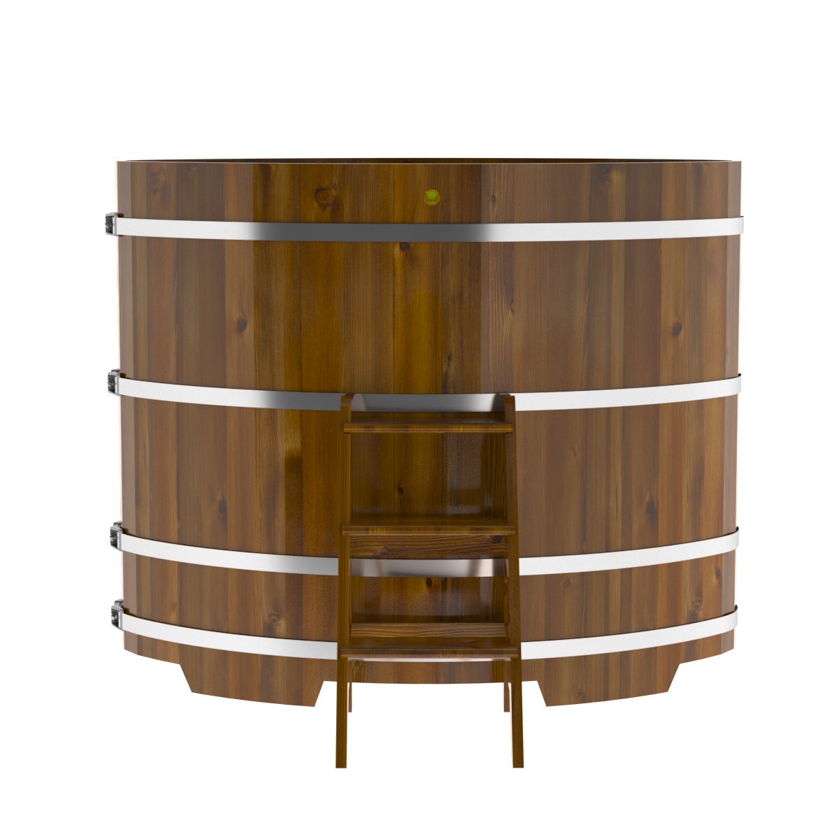 2285 Купель овальная из лиственницы Рустик 1,02х1,68х1,4 морёная Alyarus  - Вид №4