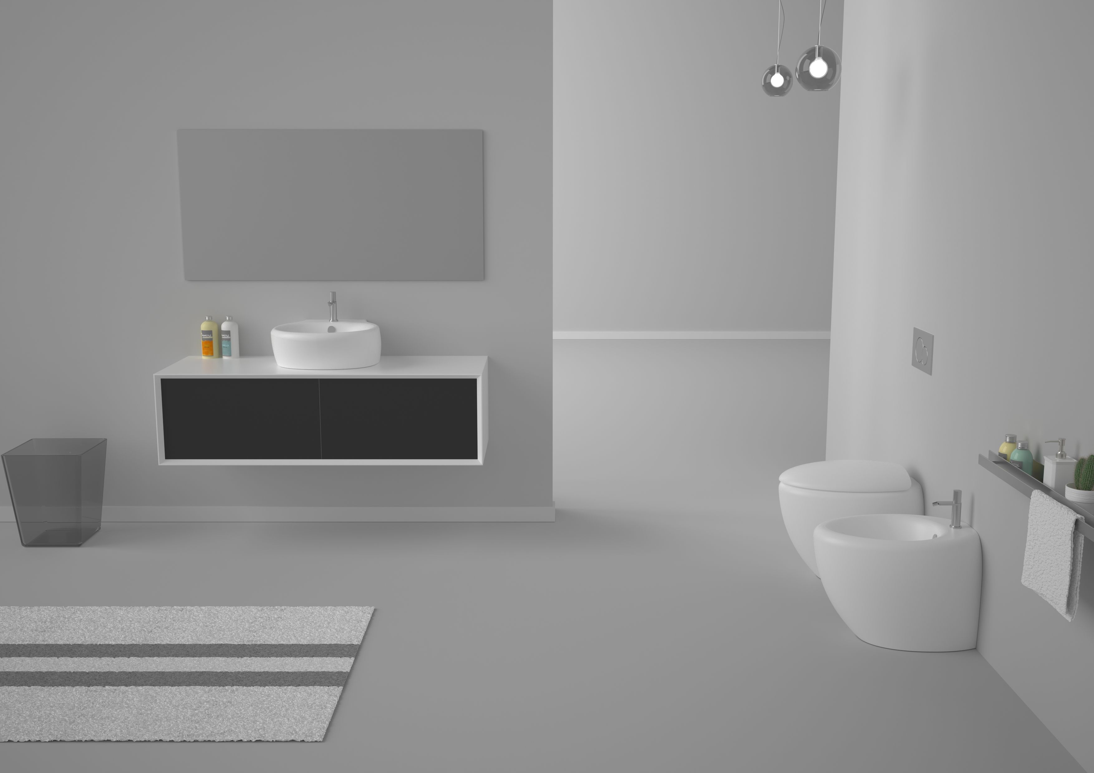 Подвесной шкаф для умывальника из МДФ с столешницей из смолы и ящиками GSG Ceramic Design Милан ARCH-00087634 - Вид №1