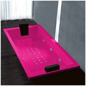 Ванна Gruppo treesse Quadra 181 V071N-SX-R розовая с гидромассажем и аэромассажем прямоугольная встроенная левая