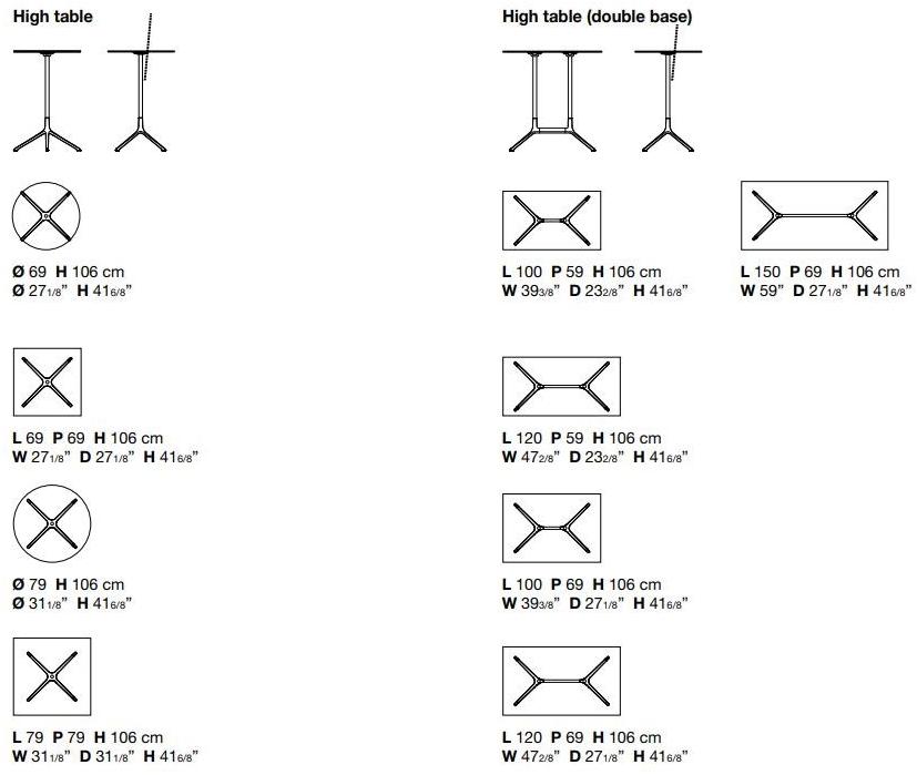 Kristalia Квадратный стол из литого под давлением алюминия с откидной столешницей Elephant sun-id-1507745 - Вид №3