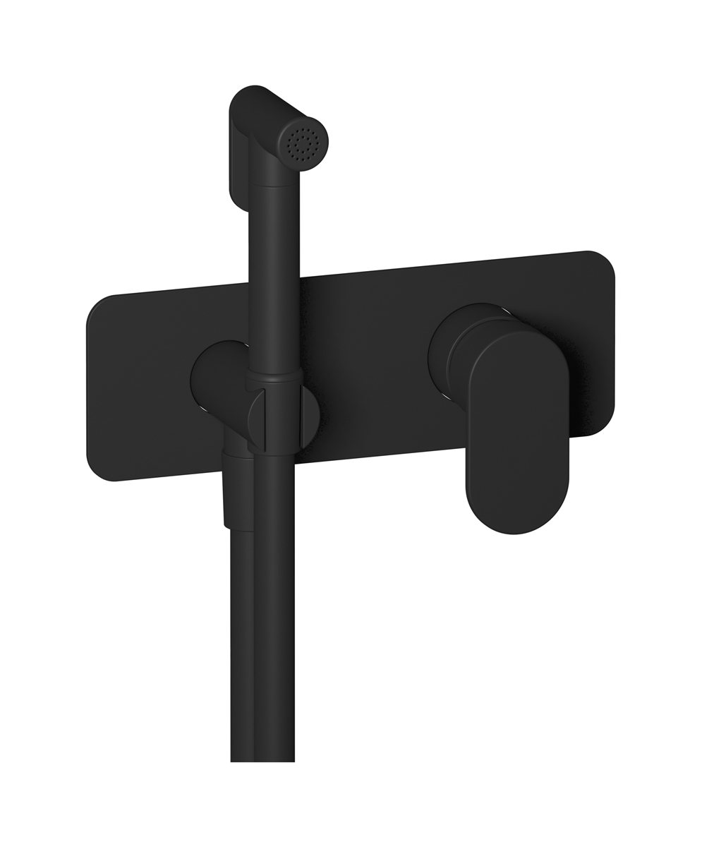 Внешние части гигенического душа со смесителем. WE ARE IB yp313cc Matt Black YesPlease