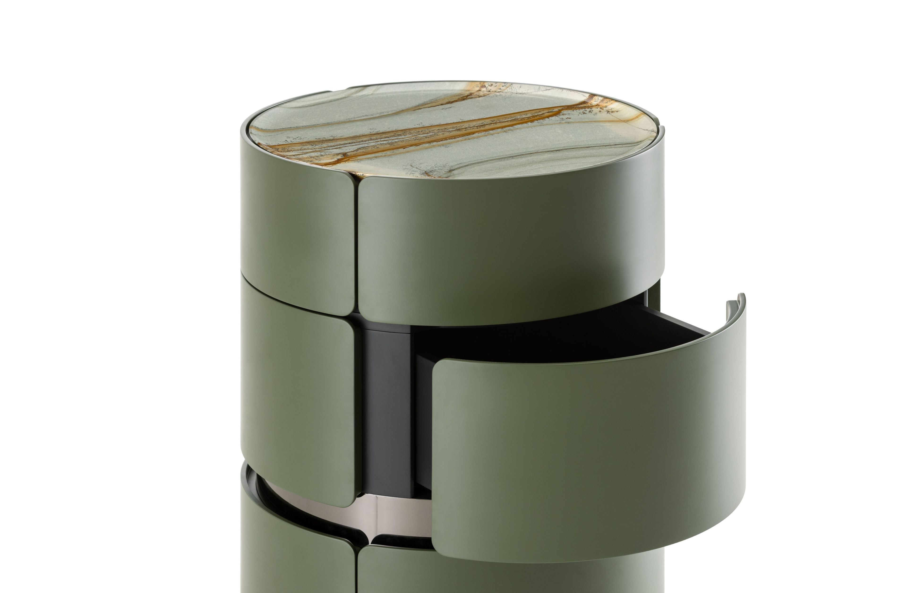 Высокий комод из ясеня с кожаной обивкой Flou Тоши ARCH-00039634 - Вид №1