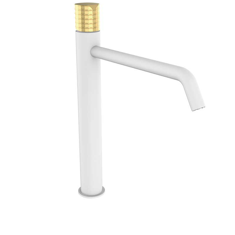 75550717 PREMIUM Белый XXL Умывальник Смеситель Белое Матовое Золото GRB MIXERS 