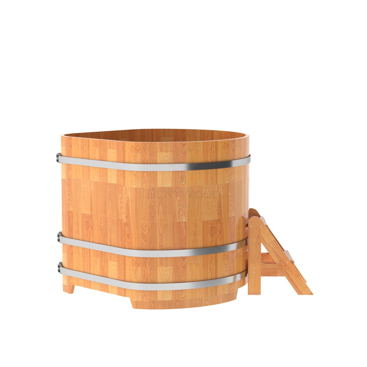 1575 Купель угловая из сращенных ламелей лиственницы 1,19х1,19х1,1 натуральная Alyarus  - Вид №3