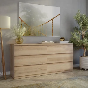 Комод Альма 6 ящиков 159x76.4x48.2 см ЛДСП цвет дуб комано 89370689 STLM-2093146