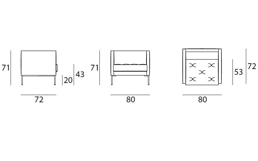 Съемное тканевое кресло с подлокотниками Living Divani Lipp ARCH-00104594 - Вид №3
