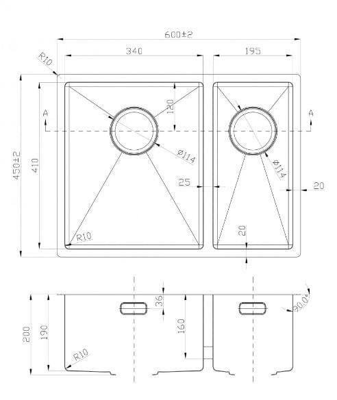 Раковина из нержавеющей стали с одной и половиной ванны LUSSO CUBO ARCH-00038543 - Вид №8