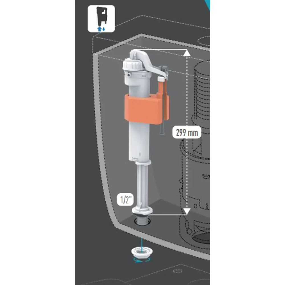 Клапан заливной Equation с нижней подводкойводы 1/2", латунный штуцер STLM-2091698 - Вид №2