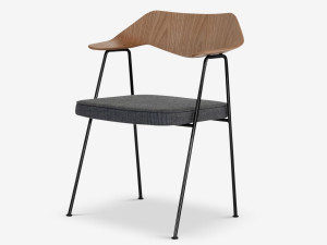 Стул с подлокотниками из ткани и шпона