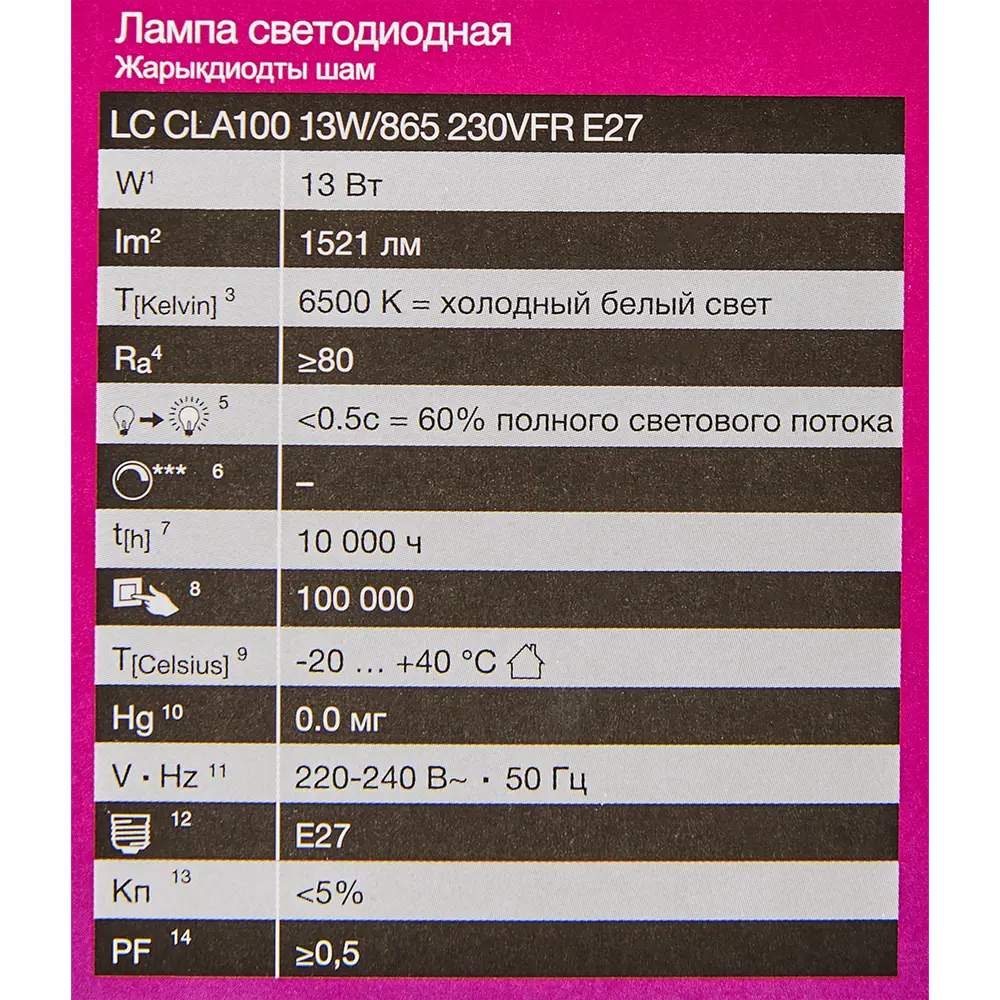 Лампа светодиодная Osram Antibacterial E27 220-240 В 13 Вт груша 1521 лм, холодный белый свет 82807737 STLM-2099590  - Вид №4