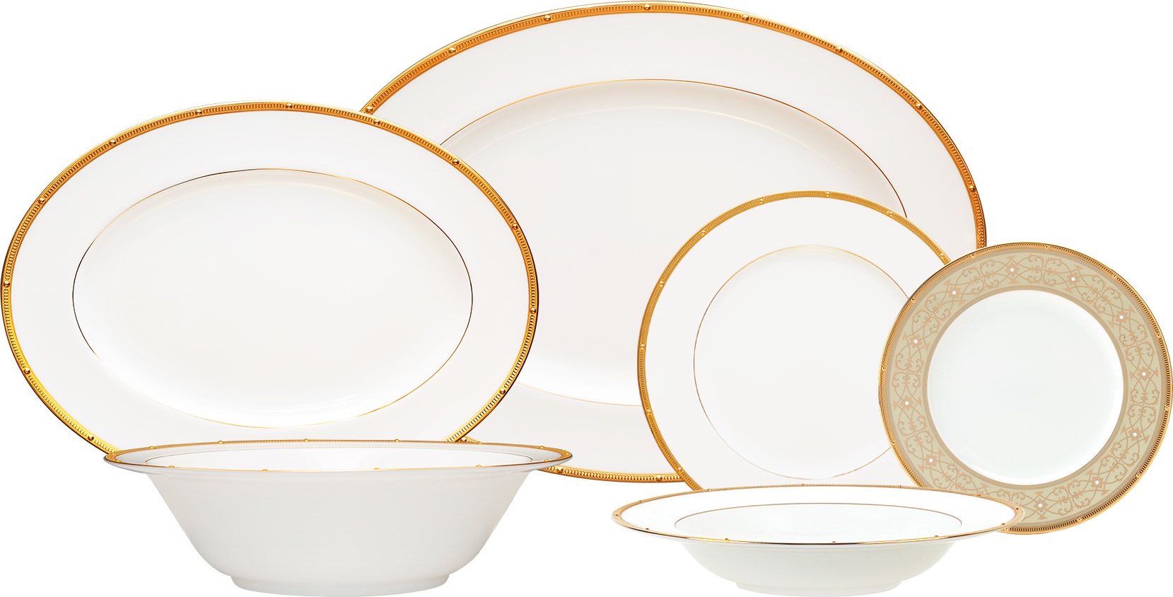 10665471 Noritake Сервиз столовый Noritake "Рочель,золотой кант" на 6 персон 21 предмет Фарфор костяной 