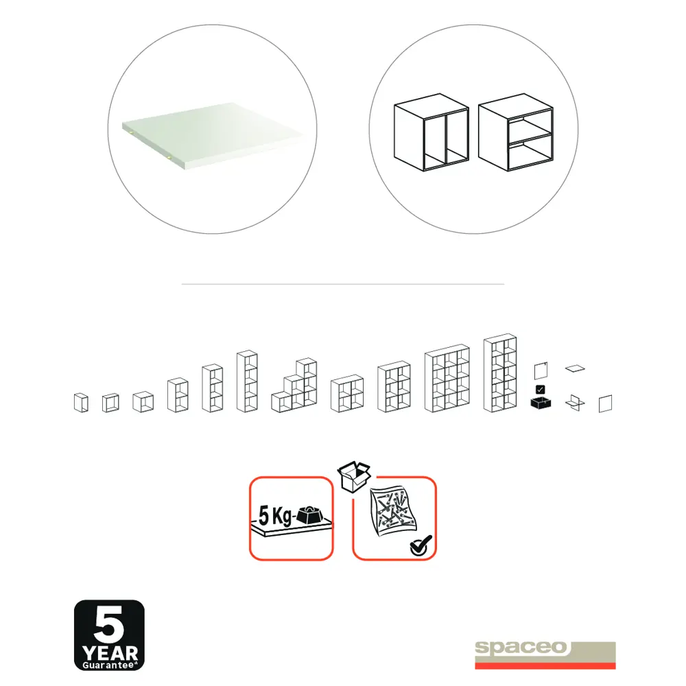 SPACEO Полка KUB для стеллажа - белая ЛДСП панель 32.7×31.5 см 82731905 Spaceo Kub STLM-0034896 - Вид №2
