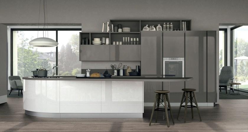 Cucine Lube Лаковая оборудованная кухня с полуостровом [clover] sun-id-1345421 - Вид №2
