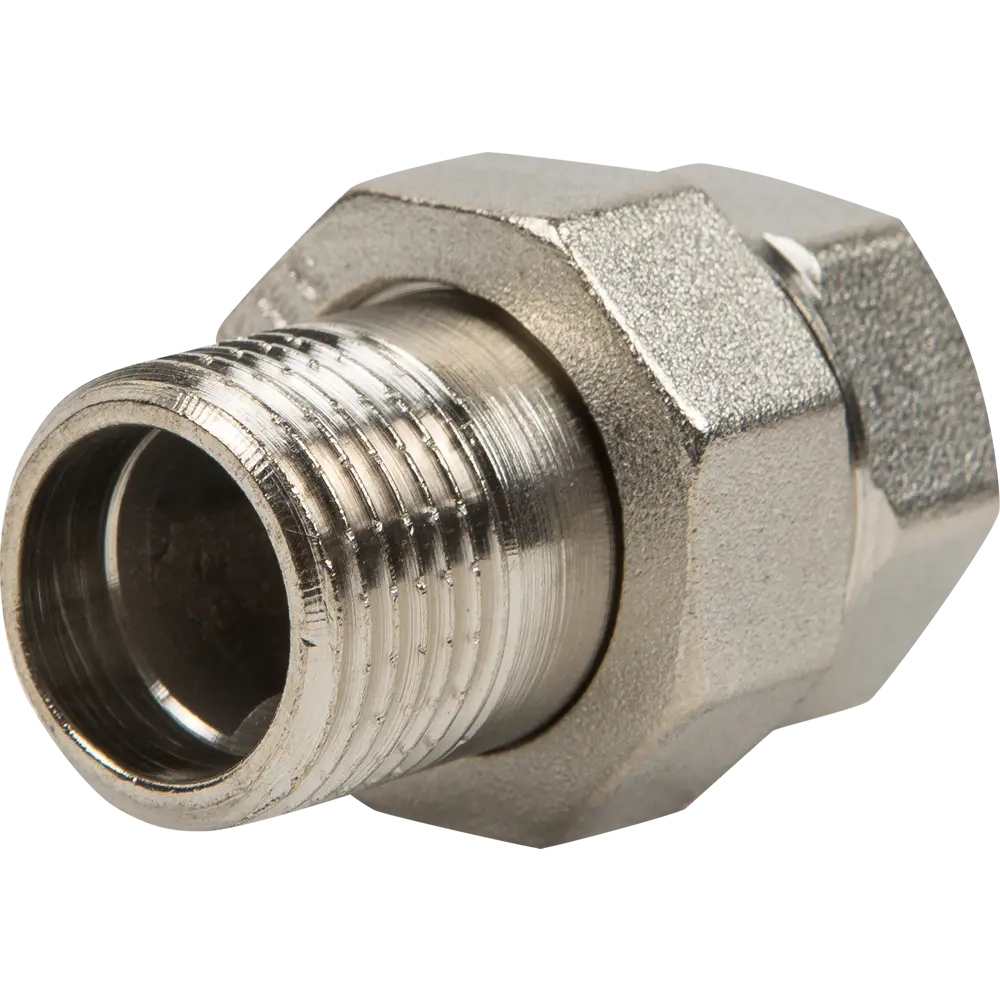 Сгон прямой Valtec, американка, внутренняя-наружная резьба, 1/2", никелированная латунь 10508879 STLM-2133500 