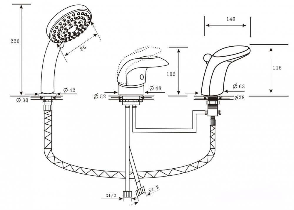 Каскадный смеситель ALPEN Cobra хром AS1204C - Вид №1