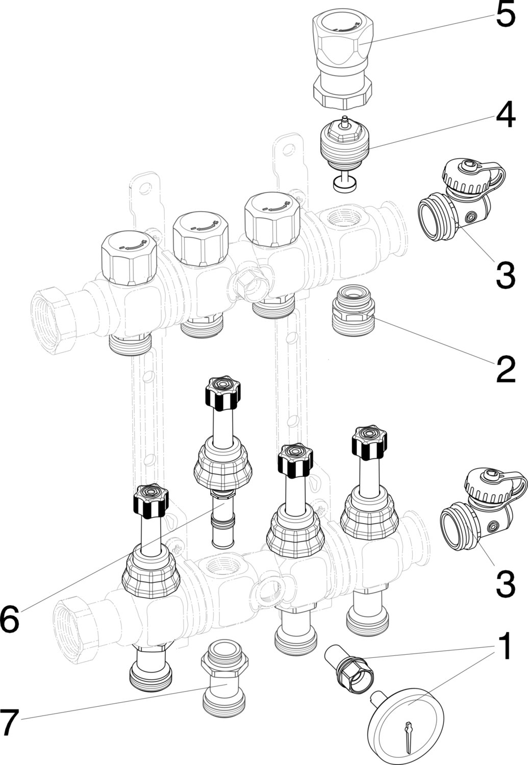 786 847 Модель 1010 Трубопроводные системы  Fonterra панельное отопление  Коллекторы  Нержавеющая сталь Santreyd  - Вид №3