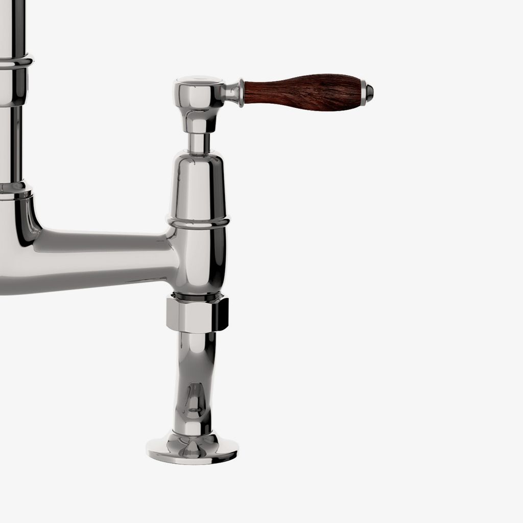 EAKM05 Смеситель для кухни Gooseneck с двумя отверстиями Easton Classic, ручки из дуба Waterworks  - Вид №1