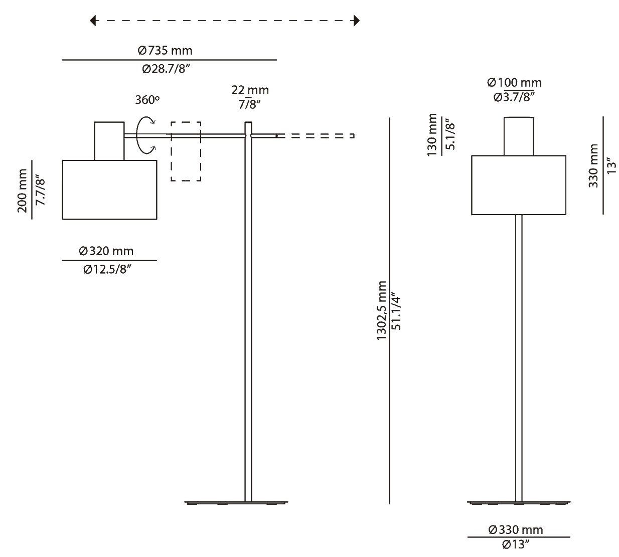 Металлическая напольная лампа с абажуром из полиэстера Estiluz ARCH-00041074 - Вид №1
