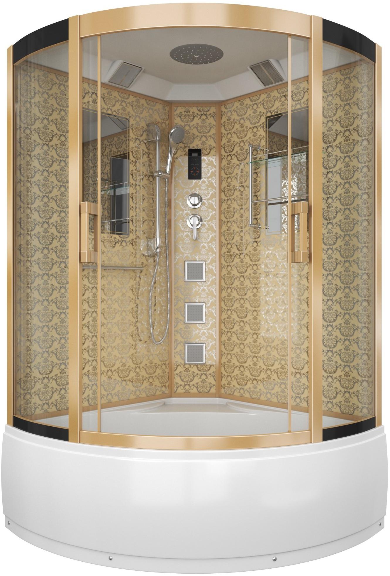 Душевая кабина NG-7744G (1200x1200х2150) высокий поддон стенки ЗОЛОТО Niagara Luxe