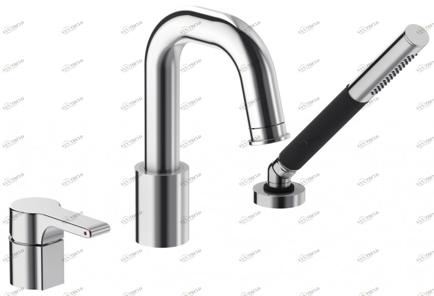 E10873-CP Смеситель для ванны и душа на 3 отверстия, устанавливаемый на деку Jacobdelafon SINGULIER Santreyd