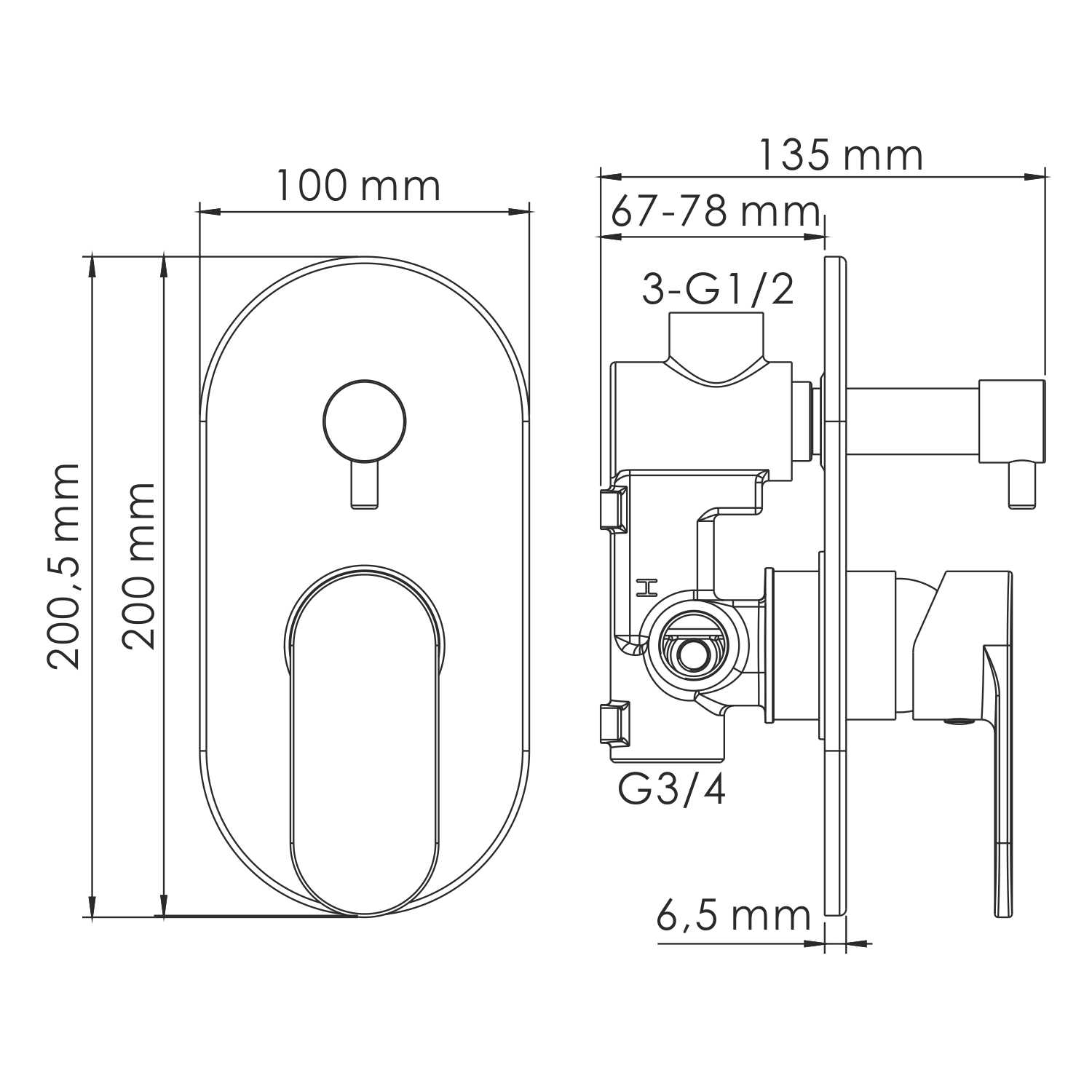 7441 Elbe Смеситель для ванны и душа WasserKRAFT Elbe 7400  - Вид №2