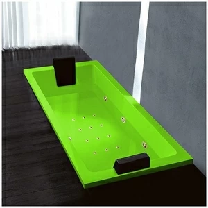 Ванна Gruppo treesse Quadra 180 V078N-SX-SZ салатовая с золотой фурнитурой и гидромассажем и аэромассажем прямоугольная встроенная левая