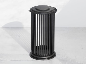 Наружная металлическая корзина для мусора с крышкой