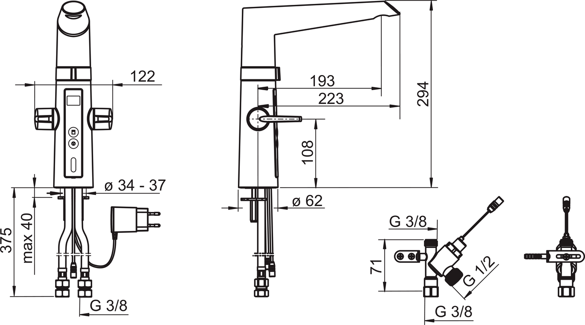 Oras 2727F Смеситель для кухни с клапаном, 230/5 V 2727F Optima Хром  - Вид №3
