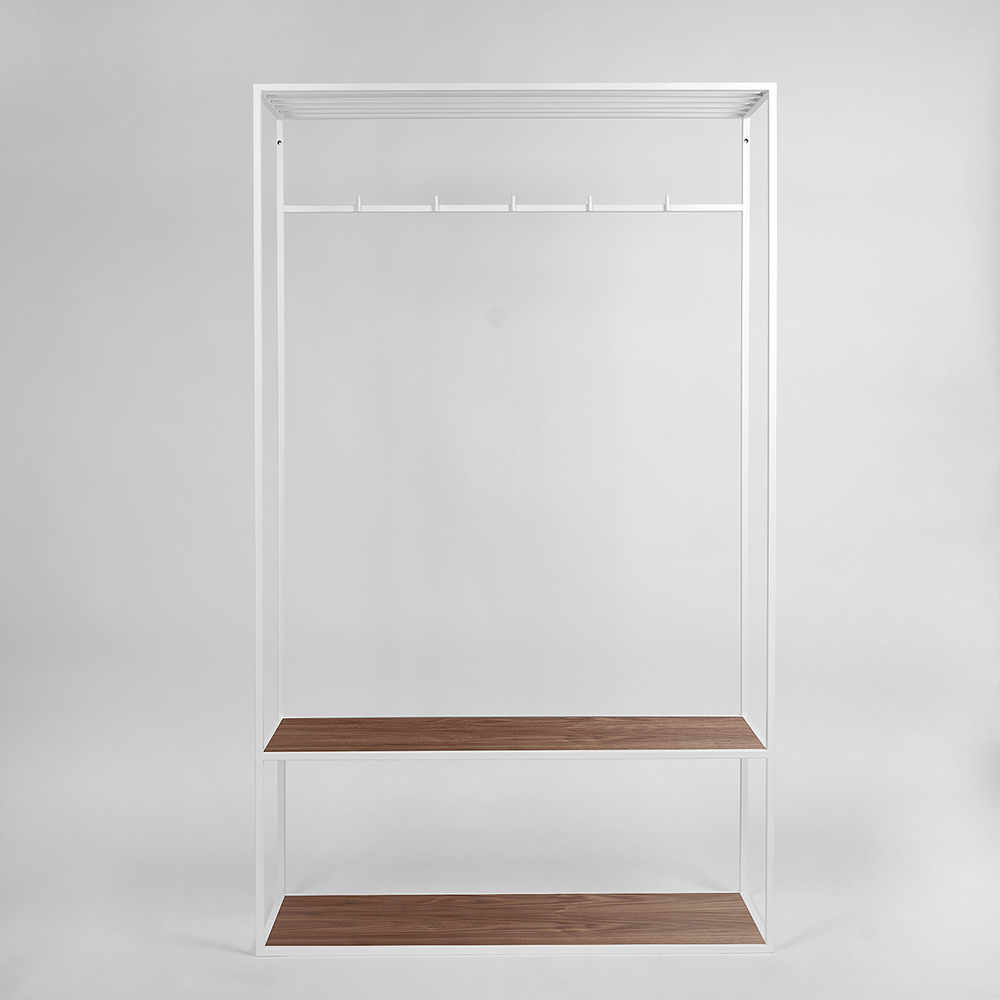 Вешалка в прихожую с полкой белая, американский орех Hallra 2 white INTELLIGENT DESIGN ВЕШАЛКИ HALLRA 261035 Белый;коричневый  - Вид №1