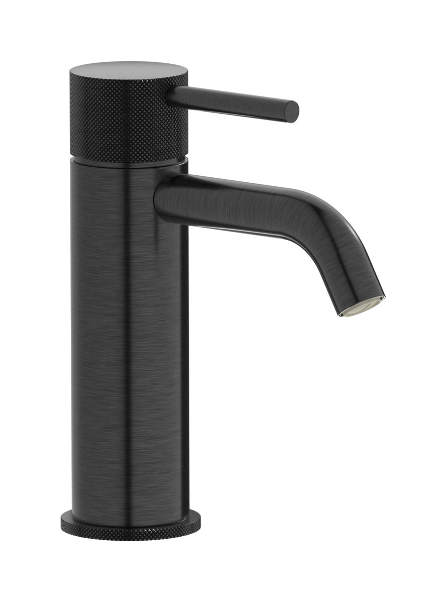 Смеситель для раковины на 1 отверстие в комплекте с донным клапаном. WE ARE IB id200cs Brushed Black Chrome Industria