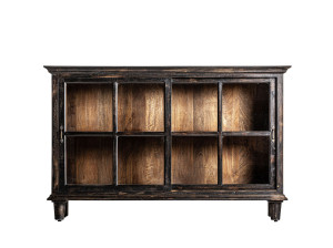 Шкаф из дерева и стекла с раздвижными дверями