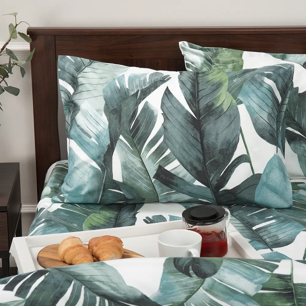 Комплект постельного белья Amore Mio Спиннеу евро полисатин зеленый STLM-2116104 - Вид №2