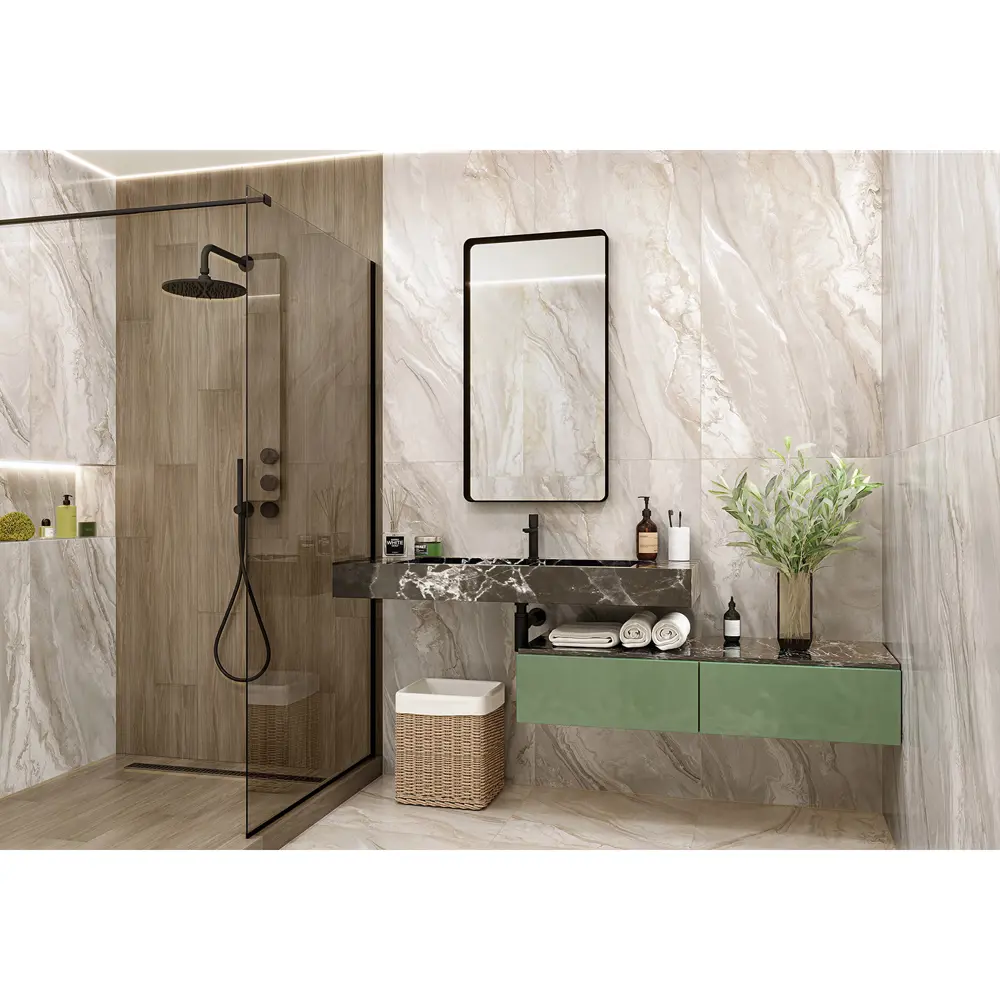 Глазурованный керамогранит Alma Ceramica Glow 47 60x120 см 1.44 м² лаппатированный цвет бежевый 89458829 STLM-2006311