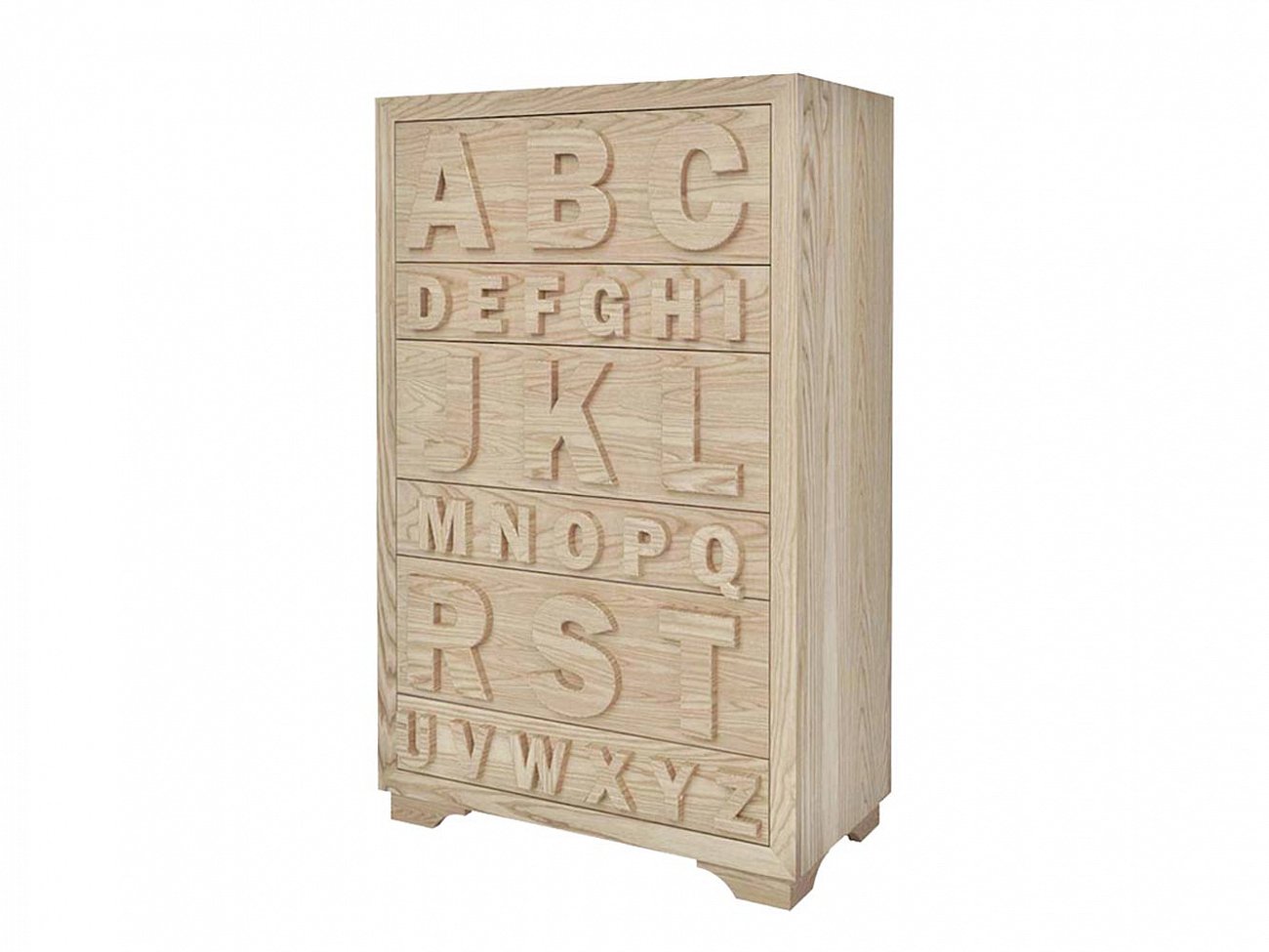 Комод высокий бежевый с рисунком N1 Alphabet FURNITERA ДИЗАЙНЕРСКИЕ, КОМОДЫ ALPHABETICAL 120328 Бежевый;дуб сонома  - Вид №1