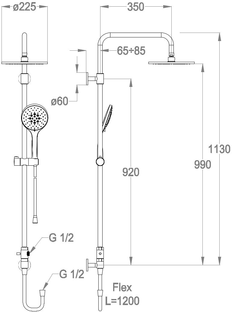 Fir Italia Настенная душевая стойка с душевой лейкой Soffioni doccia 1456106 - Вид №1