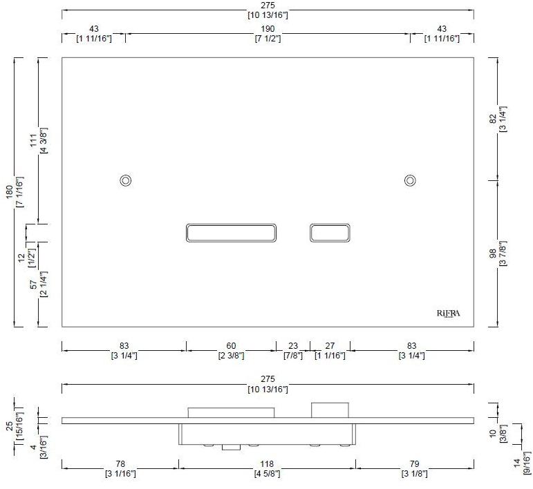 RIFRA Панель смыва для унитаза из нержавеющей стали  4200151/2  - Вид №1
