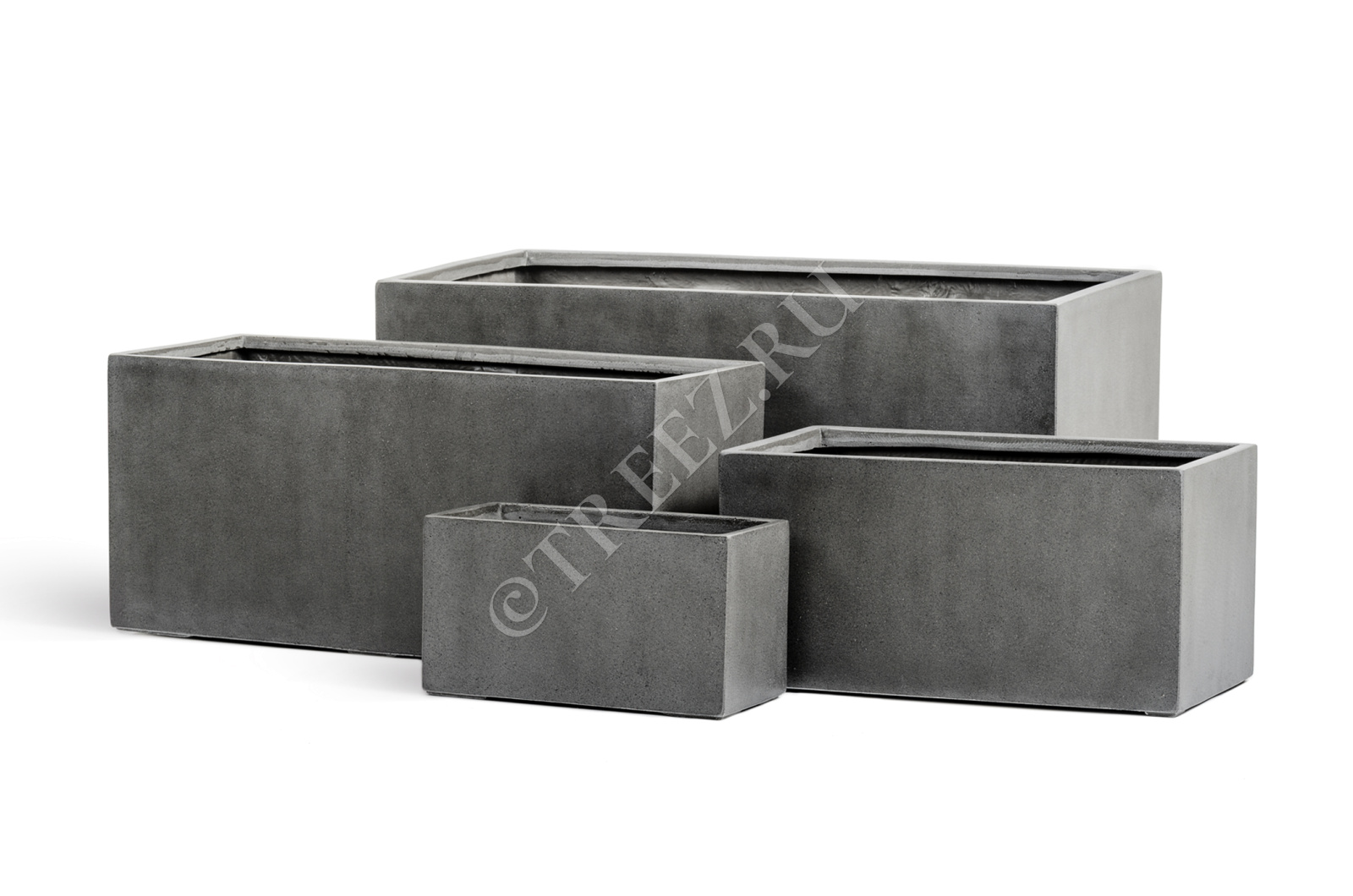 41.3319-02-019-GR-060 Кашпо  Effectory - серия Beton - Низкий прямоугольник - Тёмно-серый бетон Цветочная коллекция 